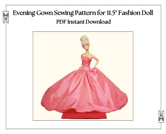 Evening Gown PDF Sewing Pattern for 11.5" Fashion Doll