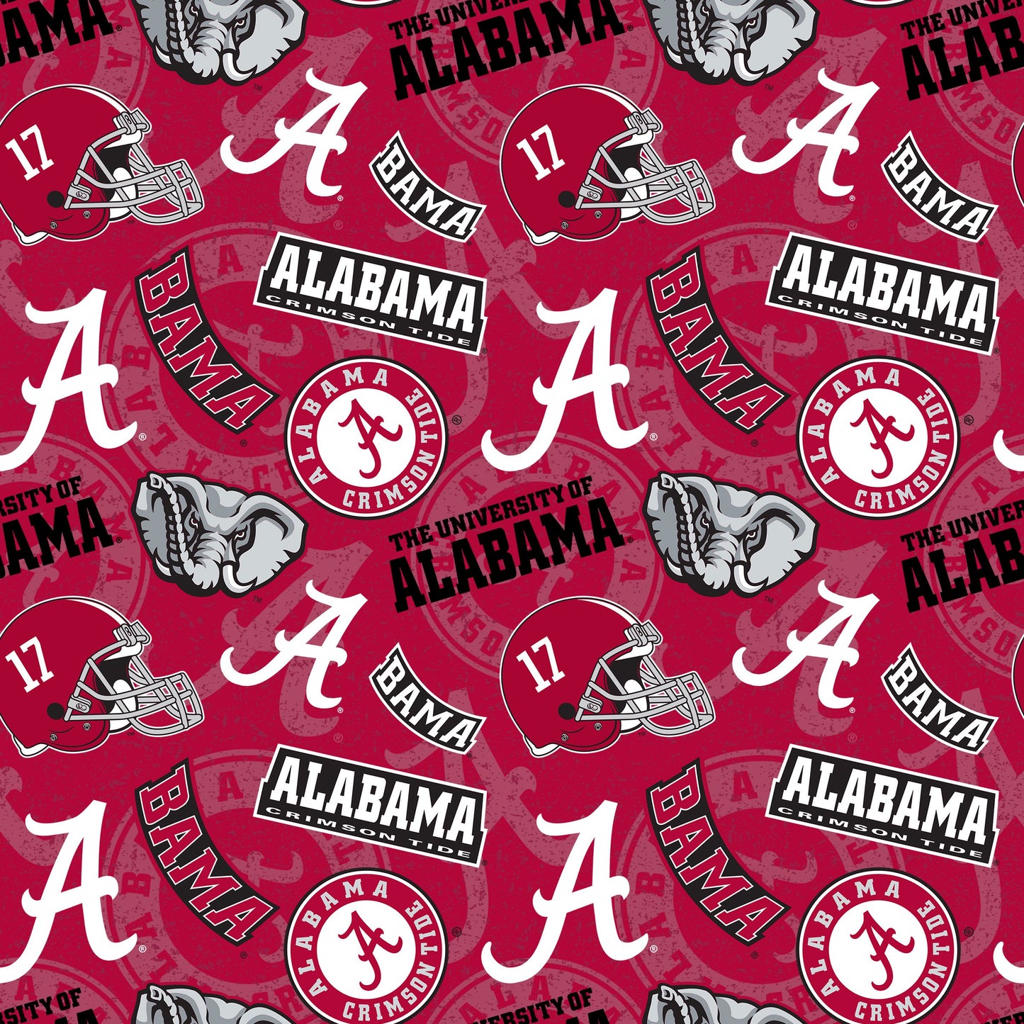 University of Alabama Cotton  fabric by the yard | 100% Cotton | Sykel Enterprises NCAA fabric | Pattern #1178