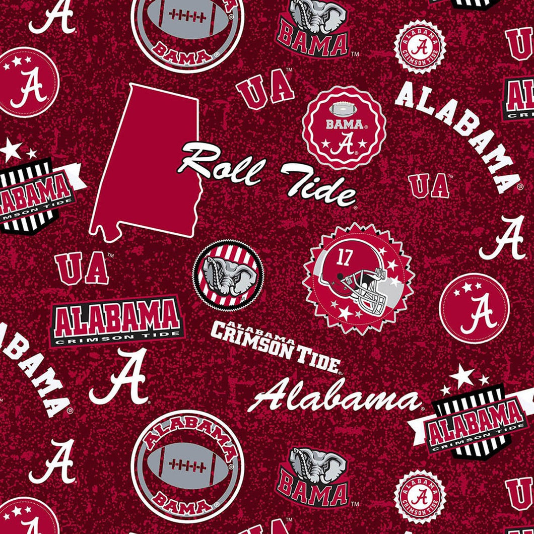Alabama Crimson Tide fabric by the yard | 100% Cotton | Sykel Enterprises NCAA fabric | Pattern #1208