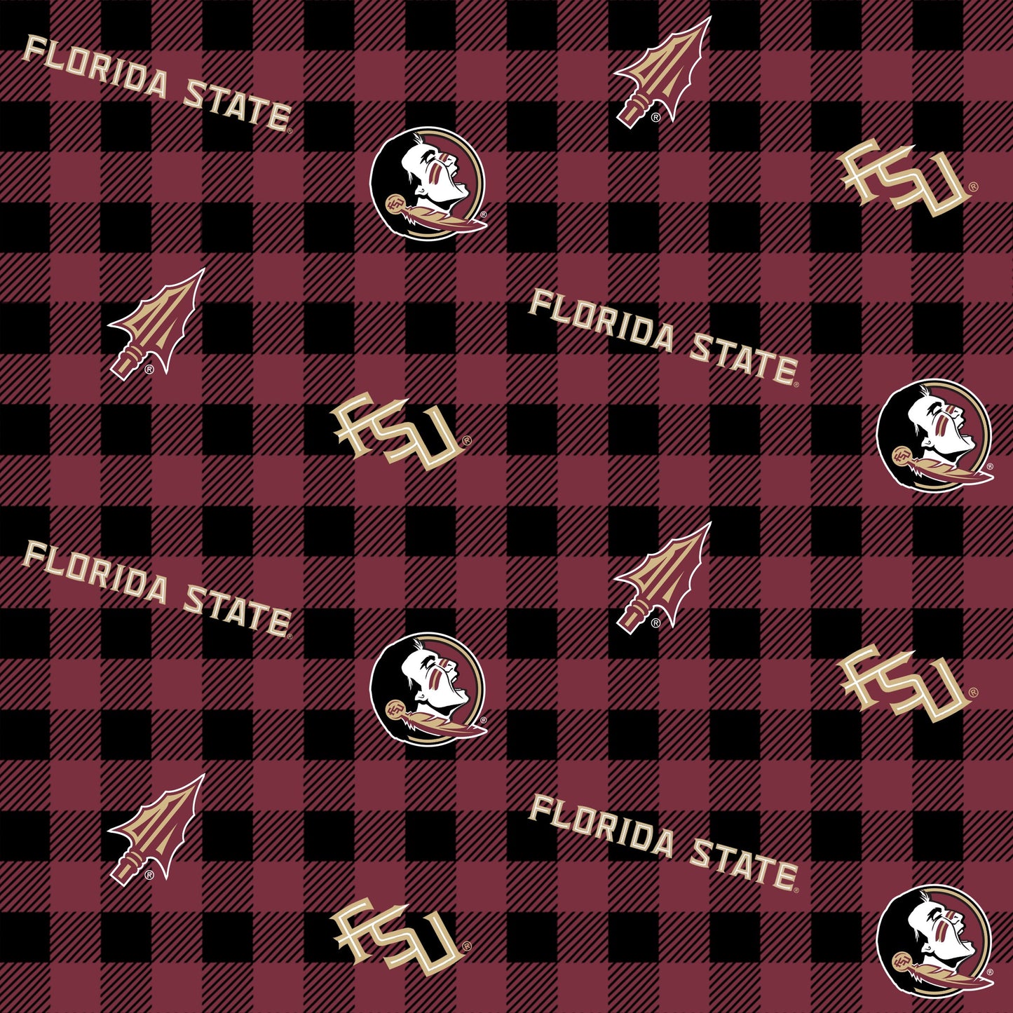 Florida State University fabric by the yard | 100% Cotton | Sykel Enterprises NCAA fabric | Pattern #1207