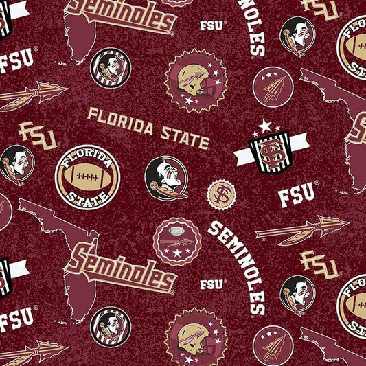 Florida State University fabric by the yard | 100% Cotton | Sykel Enterprises NCAA fabric | Pattern #1208