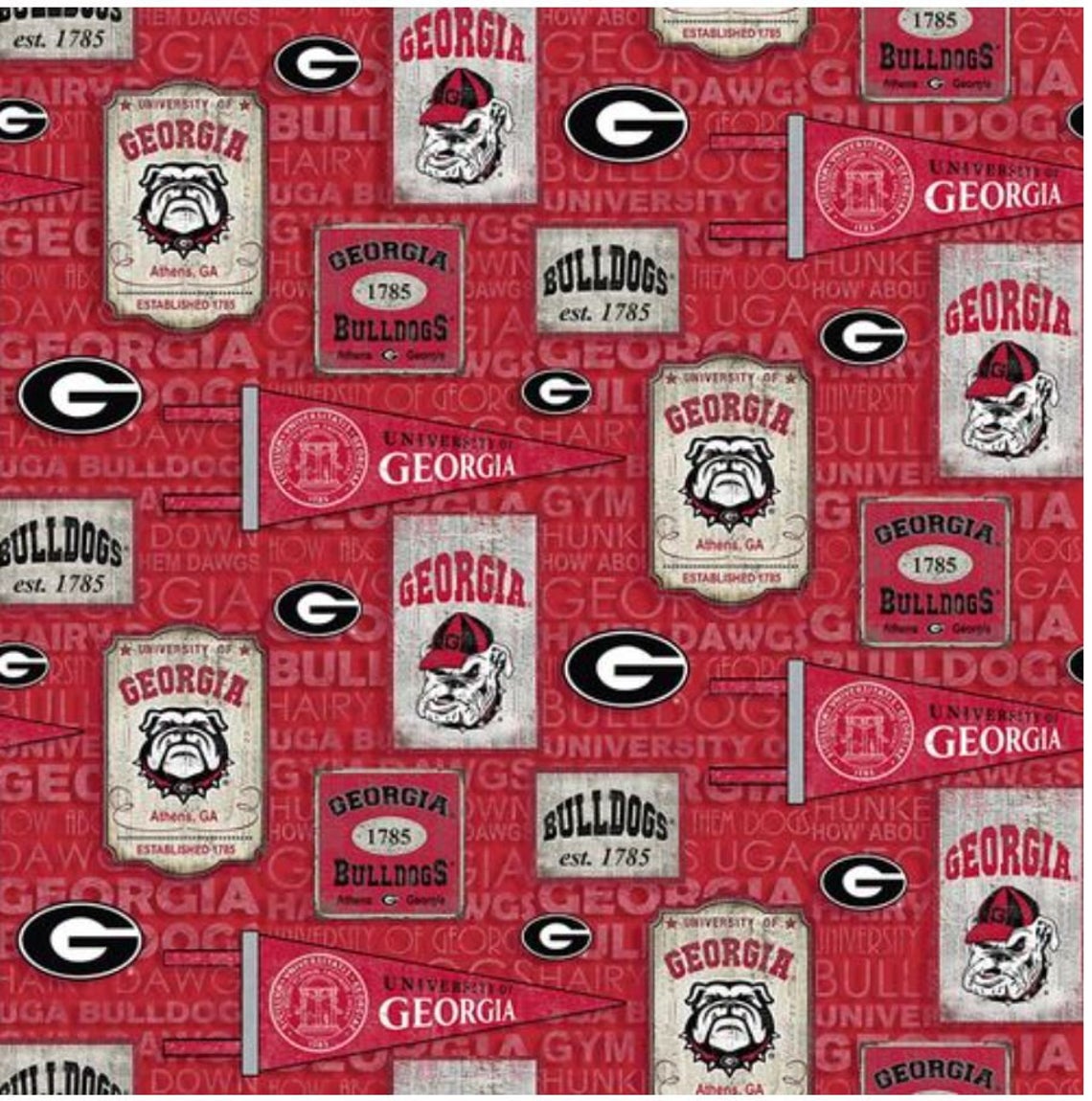 NCAA University of Georgia Bulldogs by the yard | 100% Cotton | Sykel Enterprises NCAA fabric | Pattern #1267