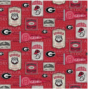 NCAA University of Georgia Bulldogs by the yard | 100% Cotton | Sykel Enterprises NCAA fabric | Pattern #1267