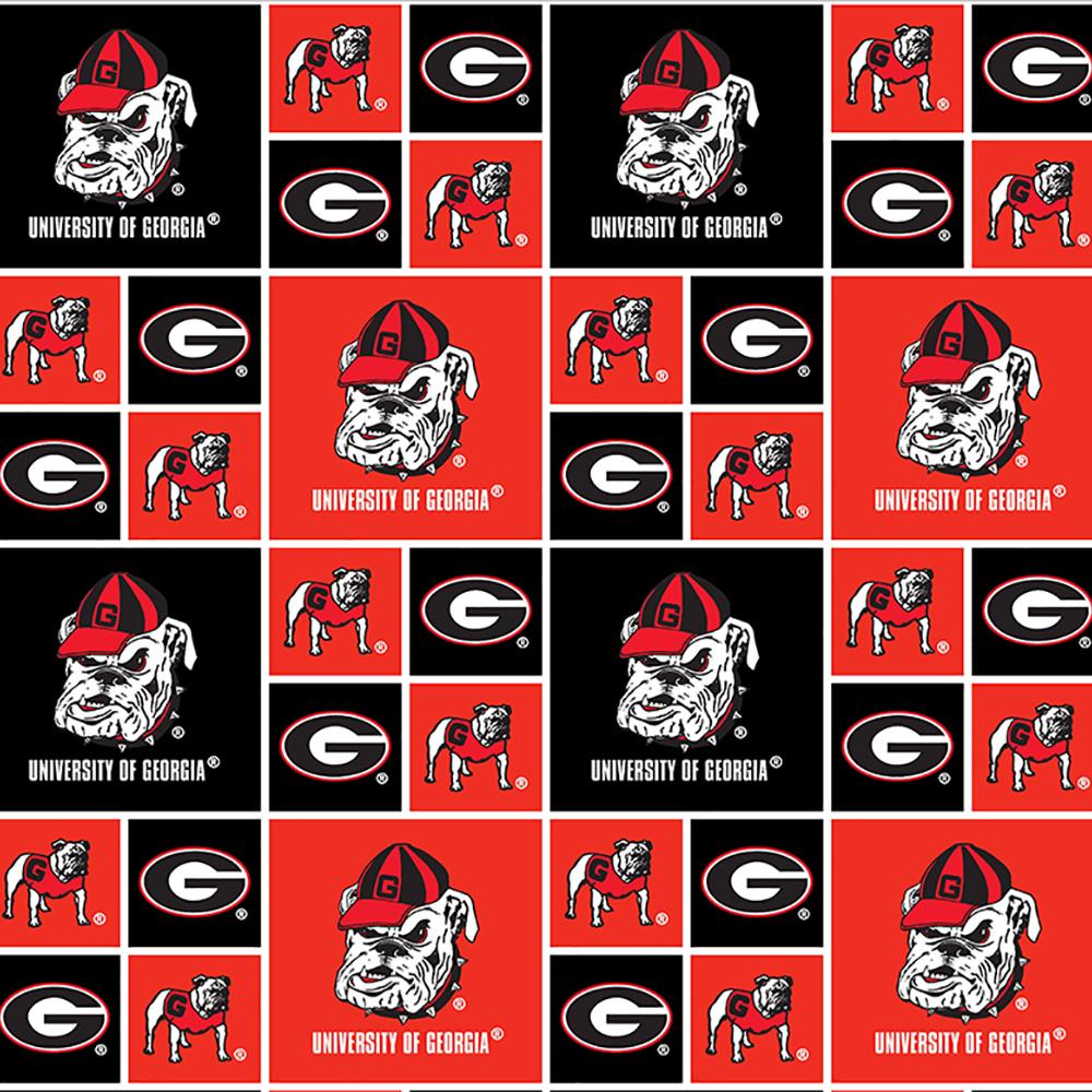 NCAA University of Georgia Bulldogs by the yard | 100% Cotton | Sykel Enterprises NCAA fabric | Pattern #020