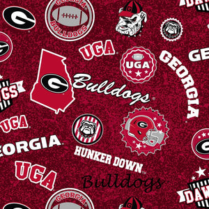 Georgia Bulldogs fabric by the yard | 100% Cotton | Sykel Enterprises NCAA fabric | Pattern #1208
