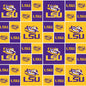 Louisian State University fabric by the yard | 100% Cotton | Sykel Enterprises NCAA fabric | Pattern #020