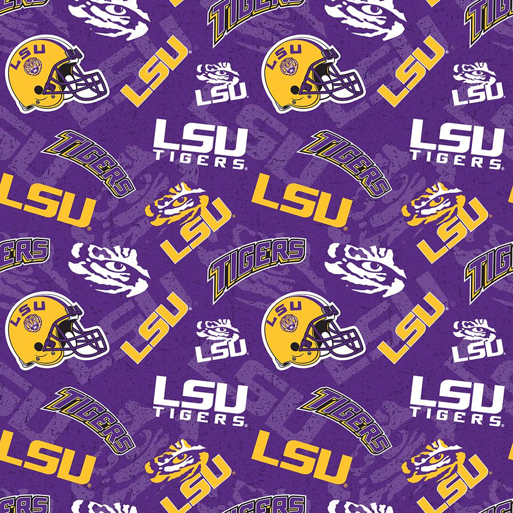 Louisian State University fabric by the yard | 100% Cotton | Sykel Enterprises NCAA fabric | Pattern #1178