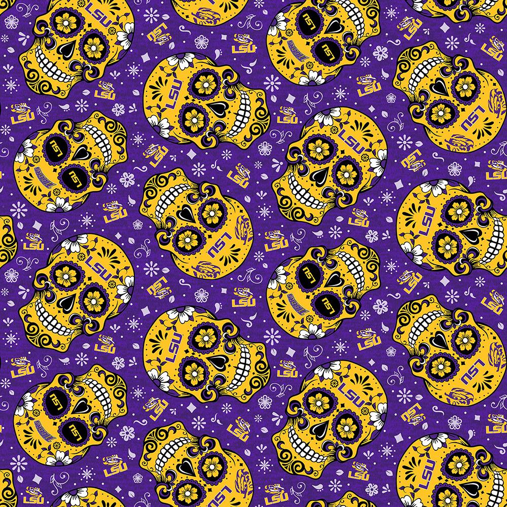 LSU Cotton Fabric Louisiana State Tigers | 100% Cotton | Sykel Enterprises NCAA fabric | Pattern #1193