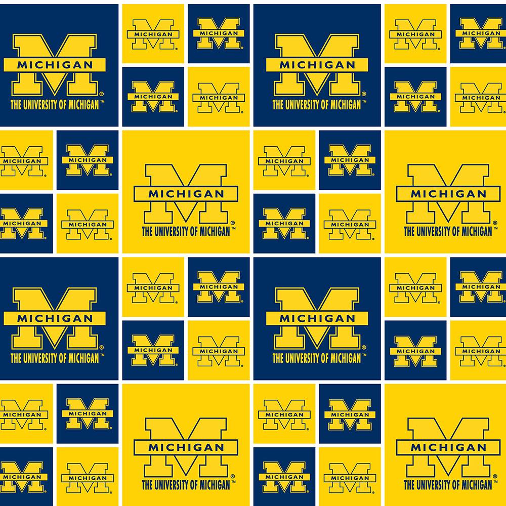 NCAA Michigan fabric by the yard | 100% Cotton | Sykel Enterprises NCAA fabric | Pattern #006