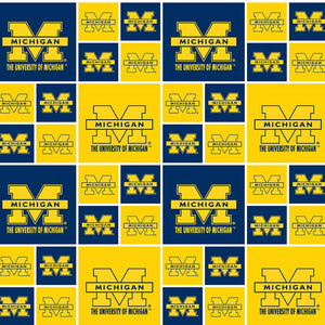 NCAA Michigan fabric by the yard | 100% Cotton | Sykel Enterprises NCAA fabric | Pattern #006