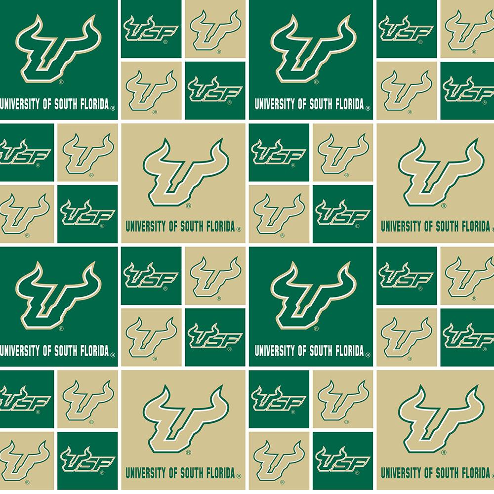 University of South Florida fabric by the yard | 100% Cotton | Sykel Enterprises NCAA fabric | Pattern #020
