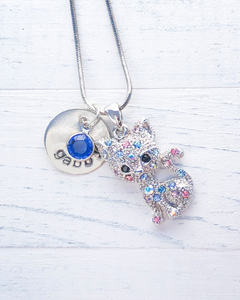 Kitten Charm Jewelry | Personalized Kitten Charm Necklace | Kitten Charm  | Crystal Kitten Charm | Gift for Cat Lovers